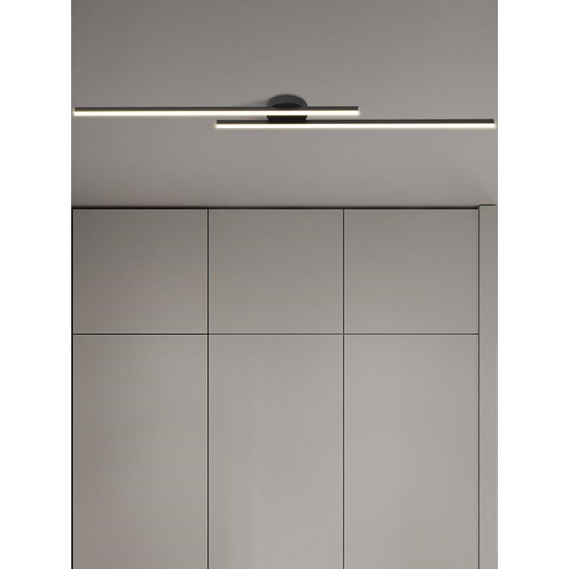 Nordic Linear Flush Mount LED Ceiling Light Remote AC Metal Construction 6000K Daylight for Closet Balcony Entryway Foyer