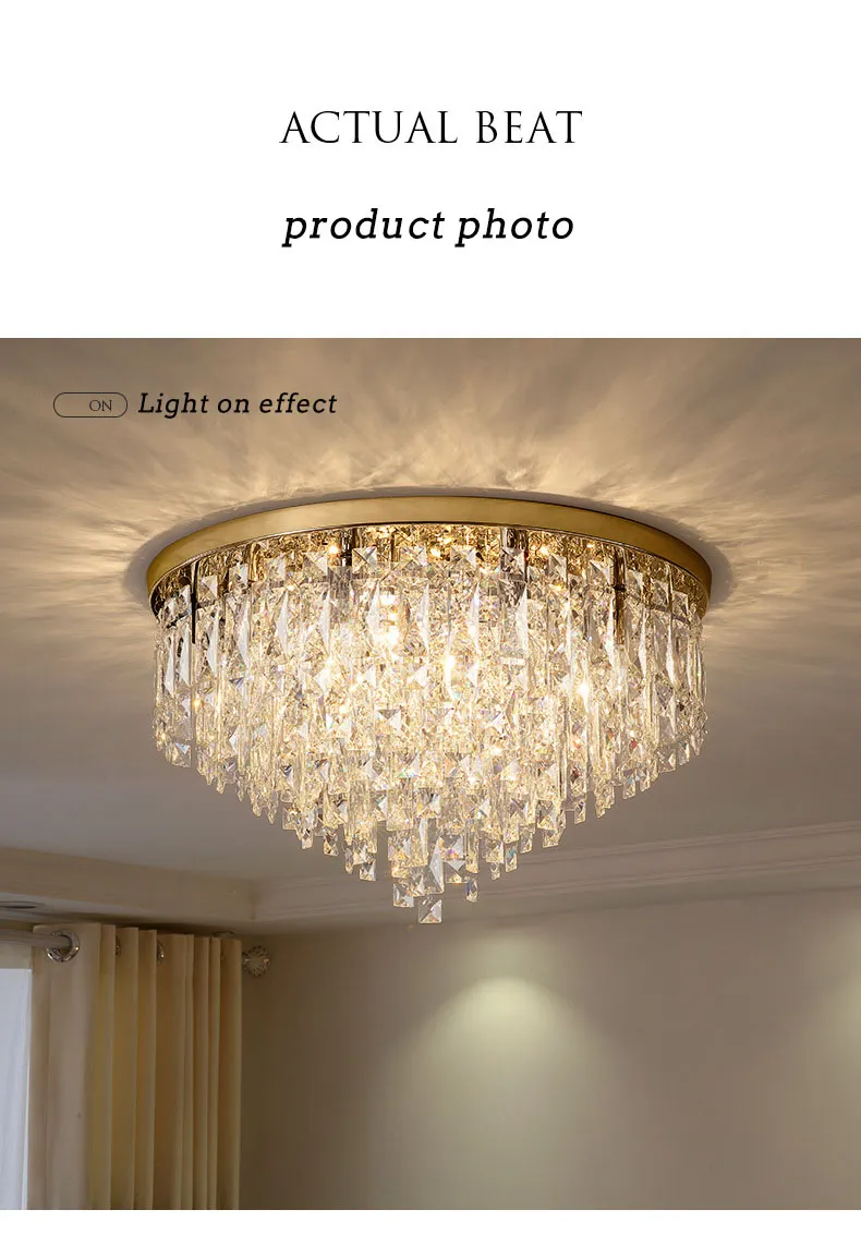 Modern Minimalist Crystal Lamp LED Bedroom Luxury Crystal Ceiling Lamp Detail 6