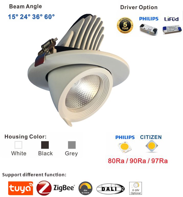 Fire-Rated LED Ceiling Light 20W 3500K Recessed Downlight 60mins Fire Protection for EU Market