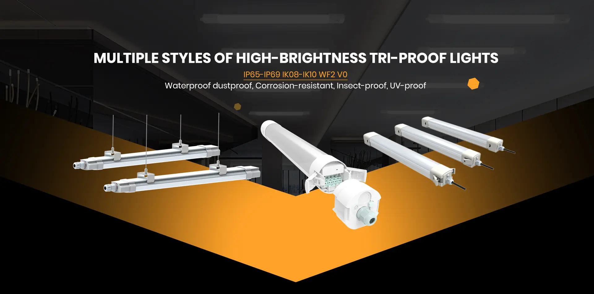Scoden PC full-plastic IP65 IK08 waterproof LED tri-proof light