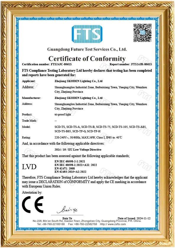Scoden Lighting Product Compliance Certificate 02
