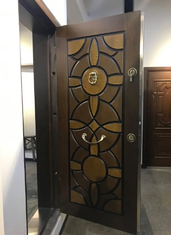 High Quality Copper Imitation External Steel Security Doors for House Exterior Metal Front Entry Door