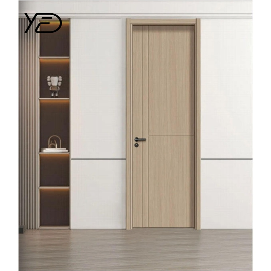 Customized PVC Film Laminated Interior Waterproof PVC/MDF/ABS/Polymer Wooden Doors for Hotel