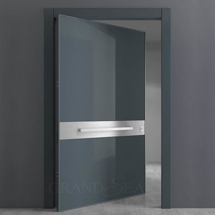 New Modern Wrought Steel Front Door Swing Single Aluminum Full View Glass Pivot Metal Iron Entry Doors for House Exterior