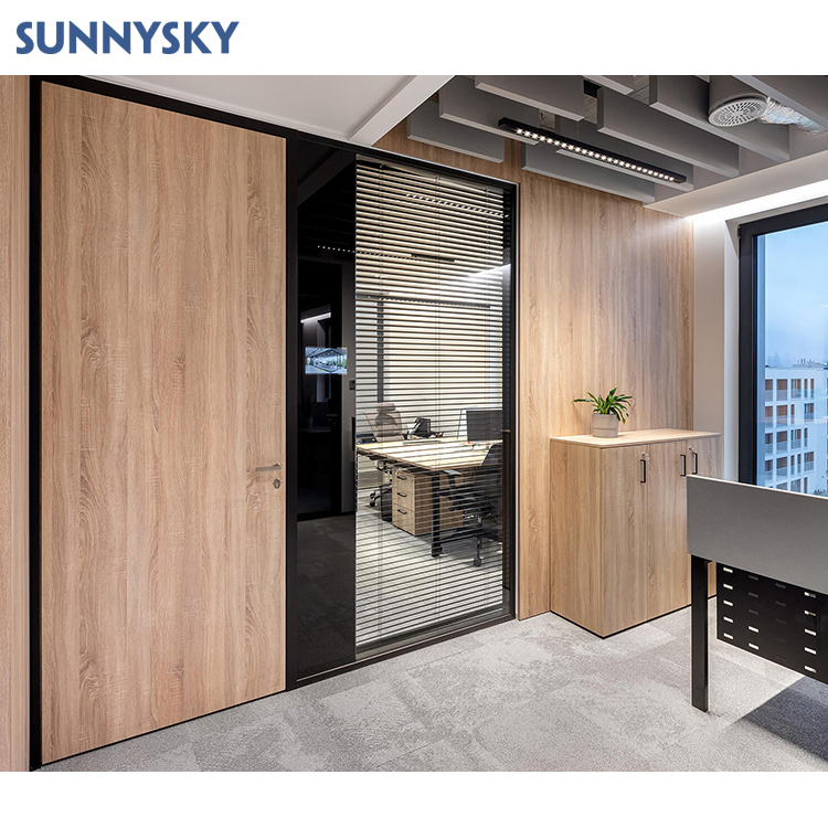 Sunnysky Modern Interior Room Solid Wooden Doors for Bedrooms Melamine Wood Door