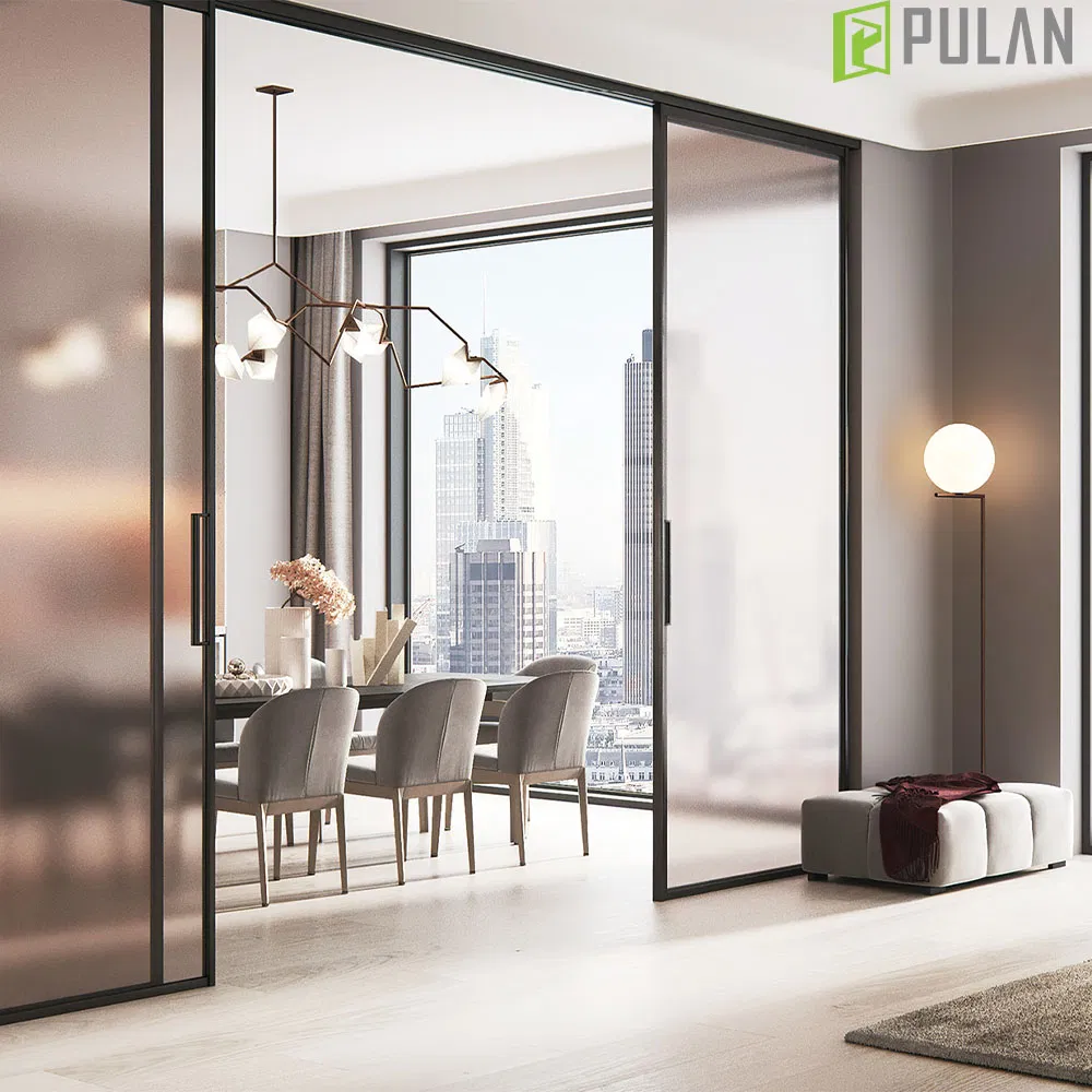 Interior Conference Room Automatic Durable Aluminum Frame Soundproof Glass Sliding Door