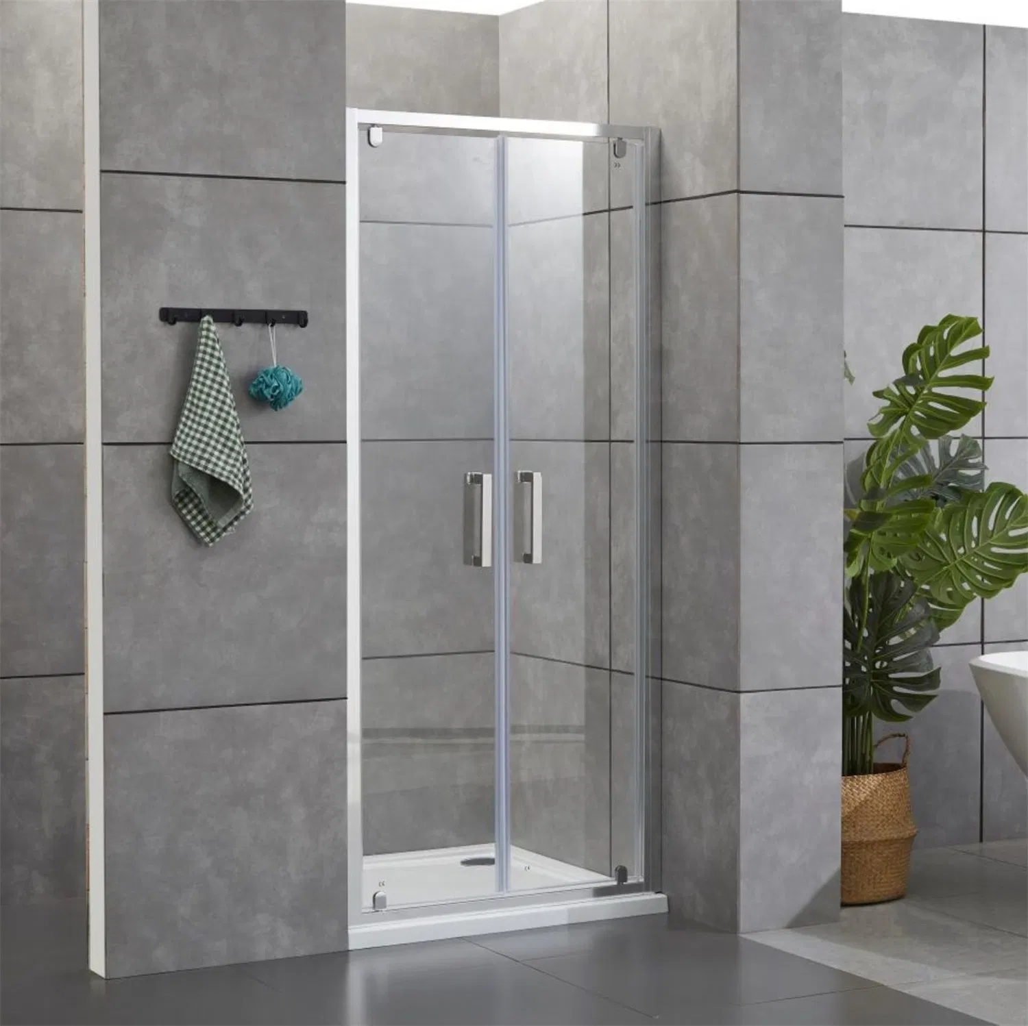 Aluminum Profile Pivot Double Open Glass Shower Door