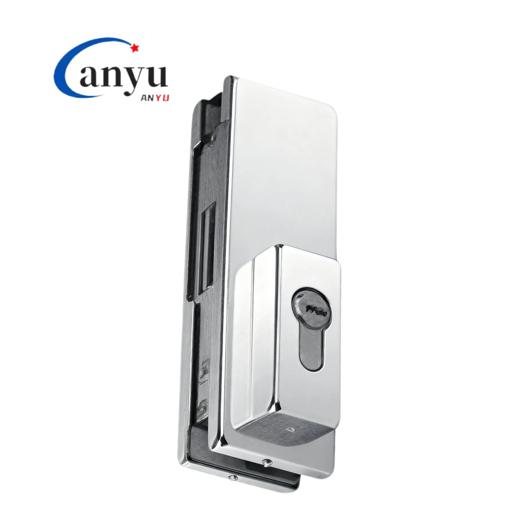 Heavy Duty Frameless Door Square Latch Center Lock Glass Patch Fitting Glass Door Fitting