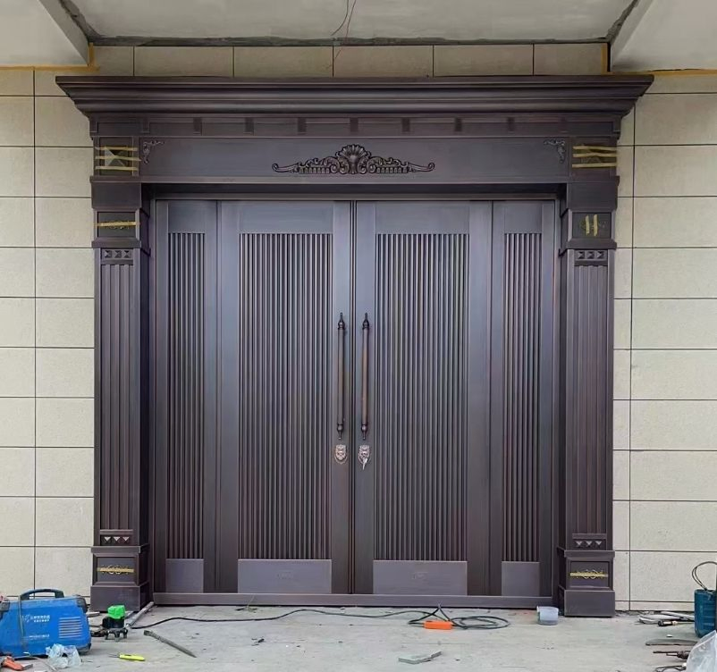 Hot Selling Wall Moted Stainless Steel Entry Doors Hinge Factory's Main Entrance Copper Front Door Anti-Theft Exterior Villas