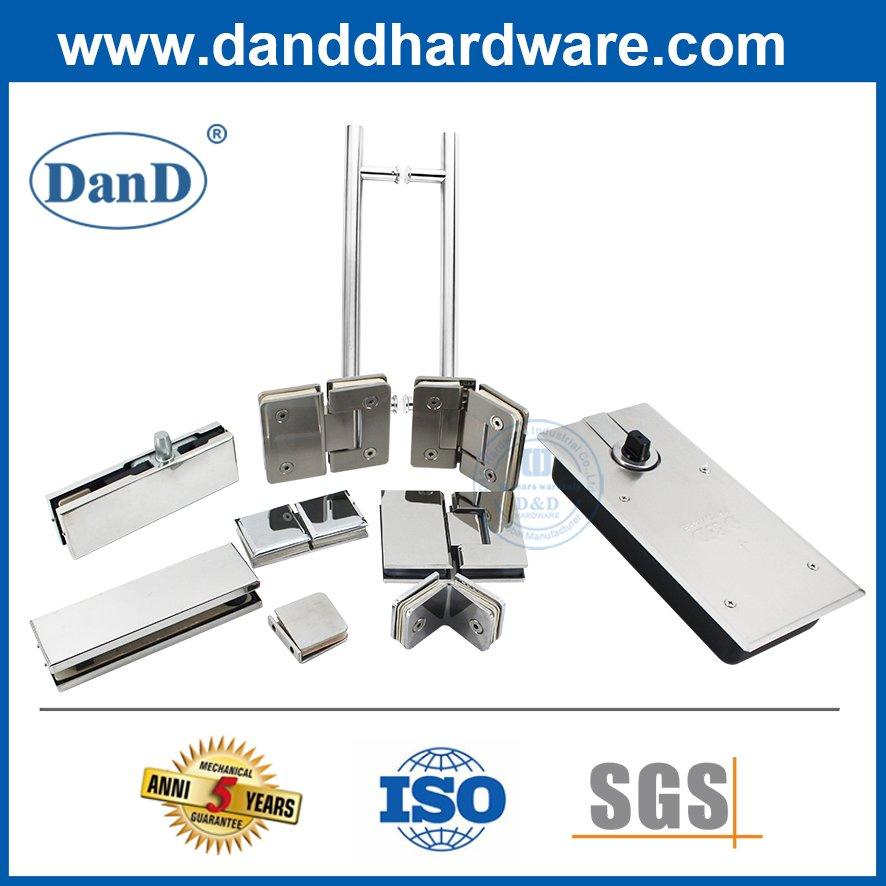 Stainless Steel Glass Door Hardware Clamp Outdoor Frameless Folding Inside Cast Aluminum Bathroom Bath Handrail Shower Door Top Bottom Patch Lock Fitting