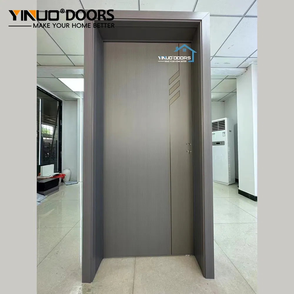 Minimalist Design Aluminum Alloy Wood Door Interior Wooden Door with Melamine Surface Easy Clean