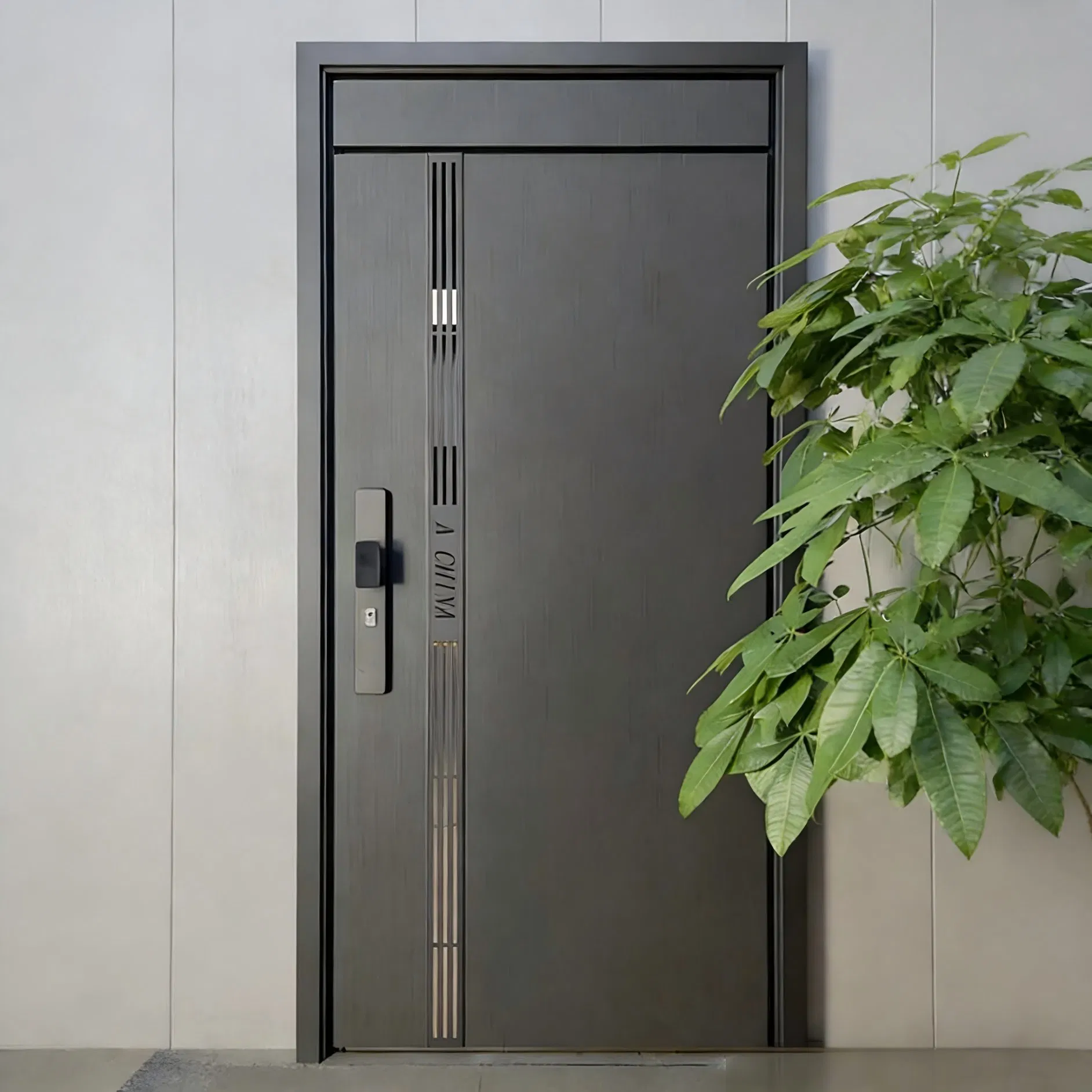Luxury Modern Exterior Door Stainless Steel Security Entrance with Glass Pivot Door