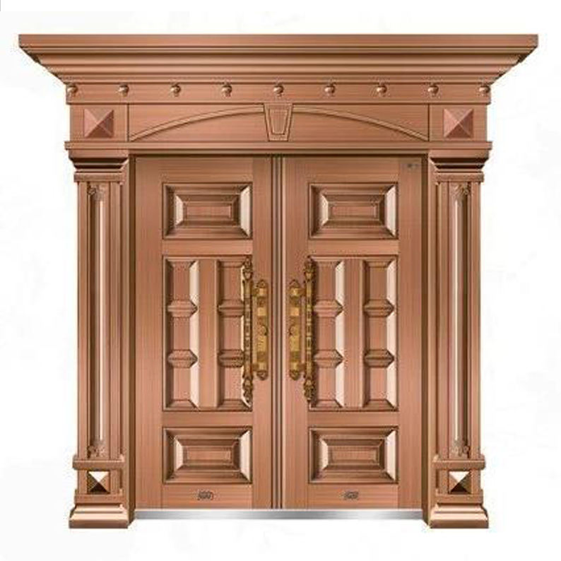 Customizable Size Luxury Residential Entrance Front Entry Door Copper Stainless Steel Anti-Theft Customizable Size Villas Door Copper Door