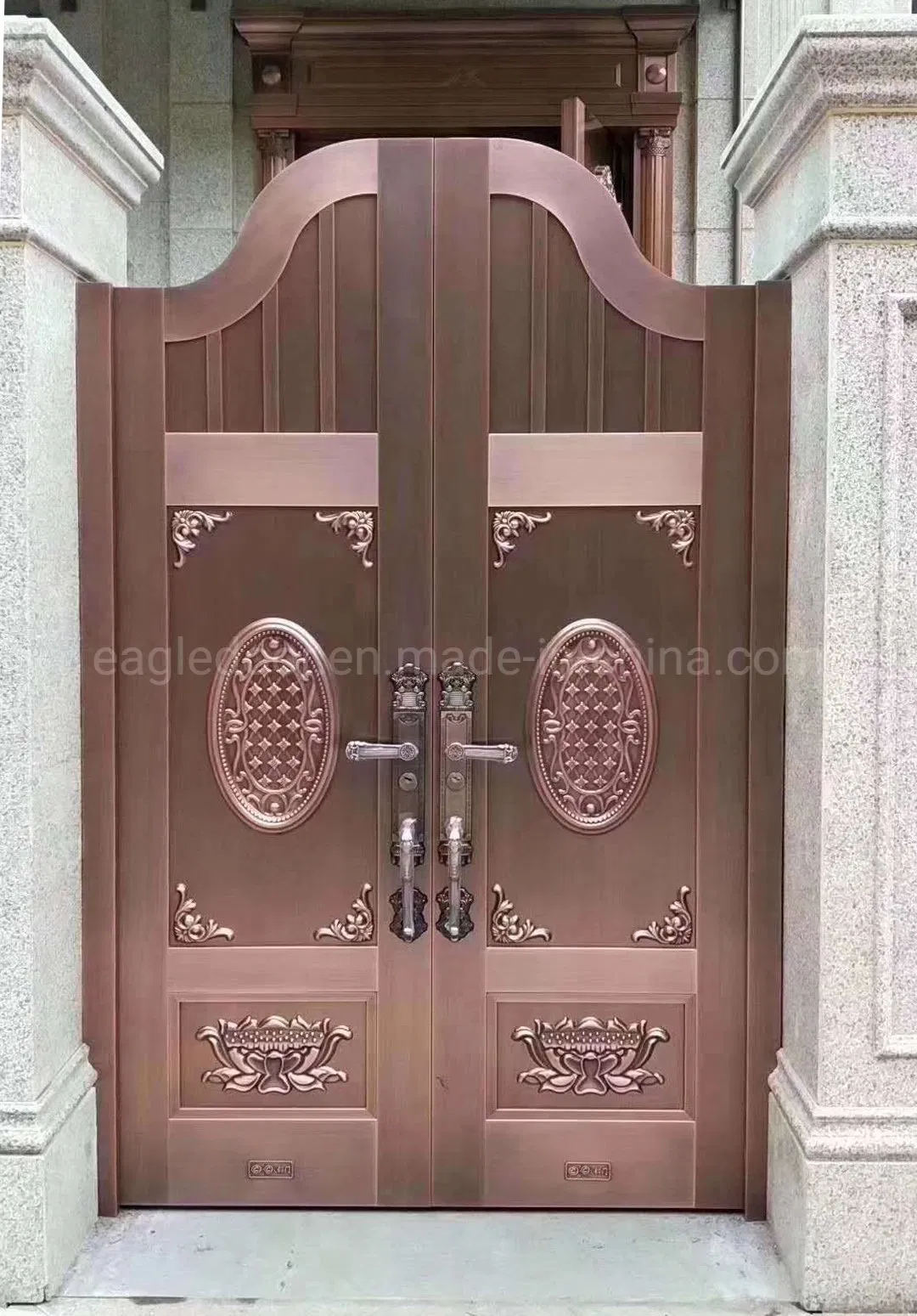 Asia Villa Glass Copper Bronze Entry Doors Dust-Proof Mosquito Nets Screen Doors