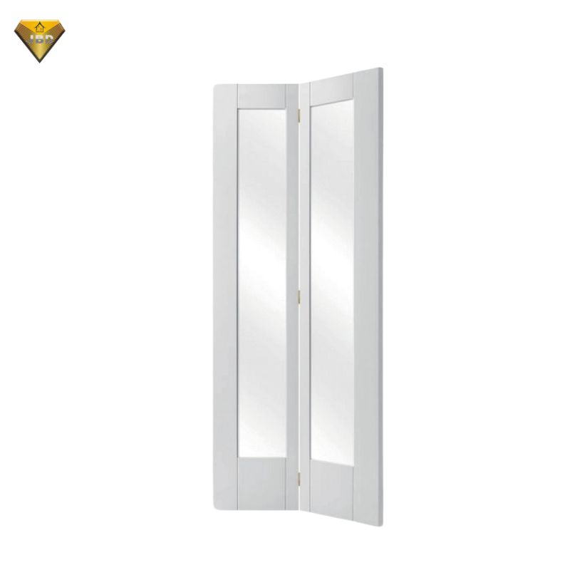 French Style Folding up Door Solid Wood/MDF/PVC Laminated Paint-Free Bi-Fold Glass Door with Decoration Grill