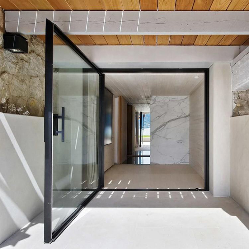 Custom Exterior Entrance Double Glass Aluminum Pivot Door Exterior Swing Entrance Doors