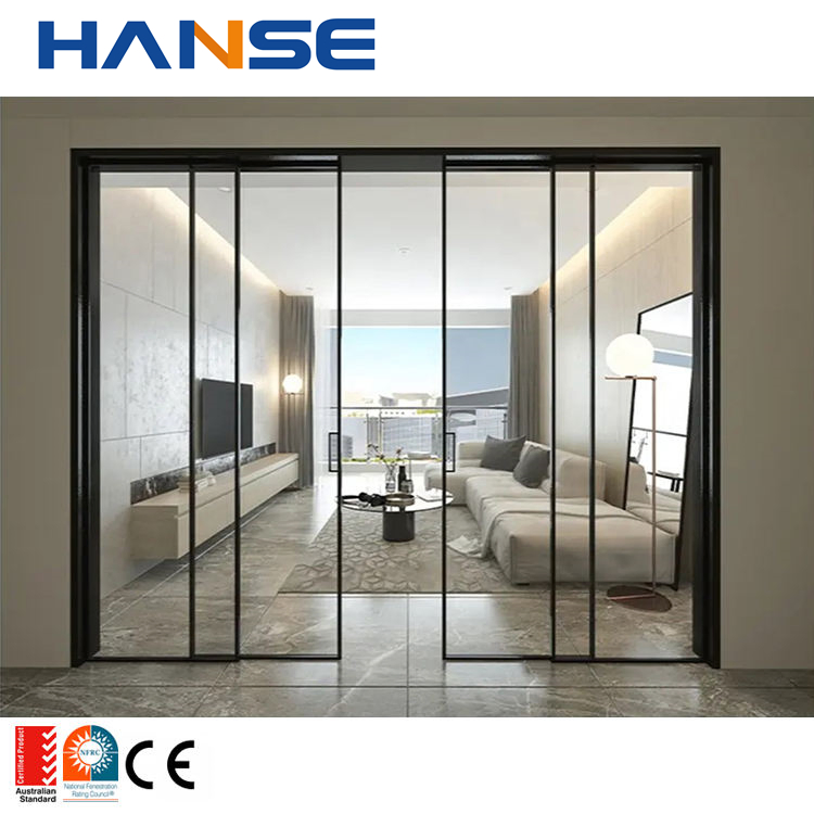Modern Apartment House Internal Black Industrial Studio Clear Glass Door Aluminium Double Interior Metal French Glass Doors