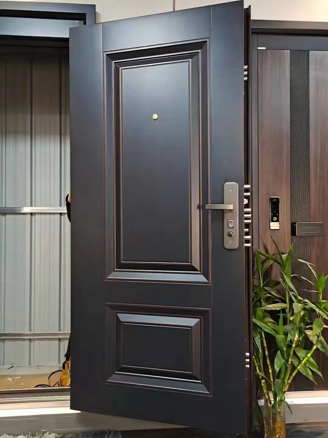 MDF Fire Resistant Fire Rated Exterior Interior PVC Laminated Fireproof Emergency Exit Steel Frame Wooden Security Safety Entrance Fire Doors