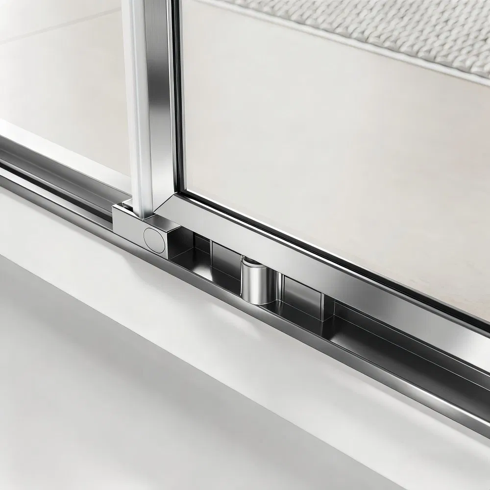 6mm 8mm Tempered Glass Straight Shower Room Chrome Aluminum Frame Single Pivot Shower Door