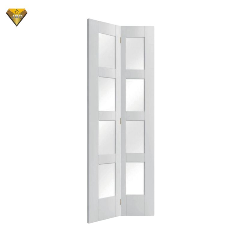 French Style Folding up Door Solid Wood/MDF/PVC Laminated Paint-Free Bi-Fold Glass Door with Decoration Grill