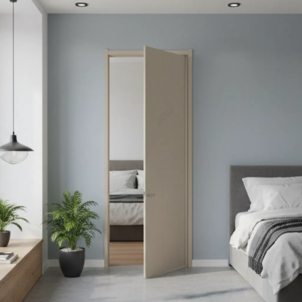 Good Quality PVC Wood Room Door Laminated Design Solid Wood Internal MDF Doors