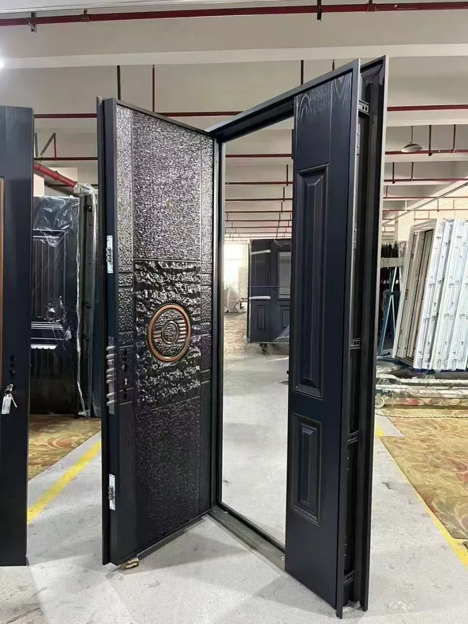 Custom Personal Luxury Style Exterior Doors for Houses with The Frame Security Steel Door Copper Single Entry Door