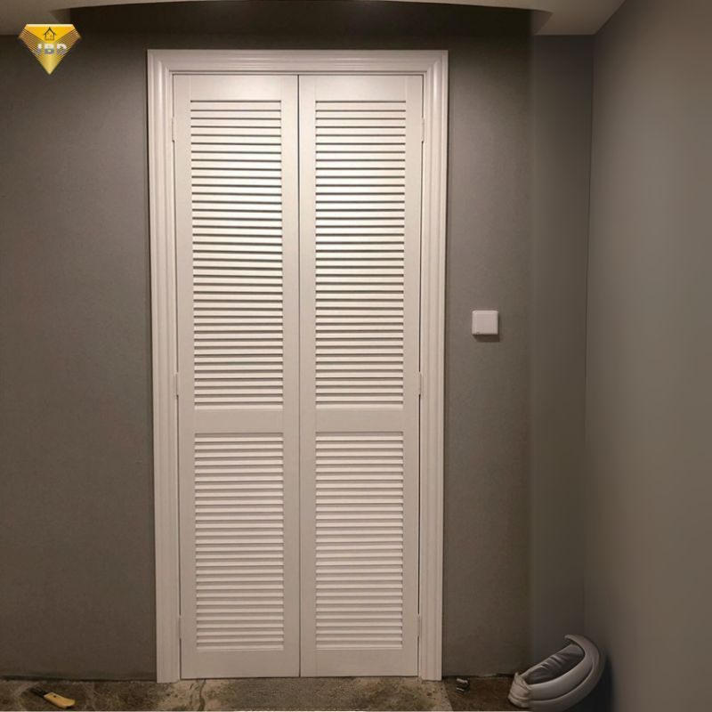 French Style Folding up Door Solid Wood/MDF/PVC Laminated Paint-Free Bi-Fold Glass Door with Decoration Grill