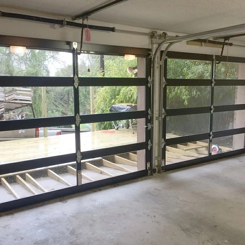 Aluminum Alloy Electric Modern Sliding Sectional Automatic Tempered Glass Panel Organic Glass Sectional Doors