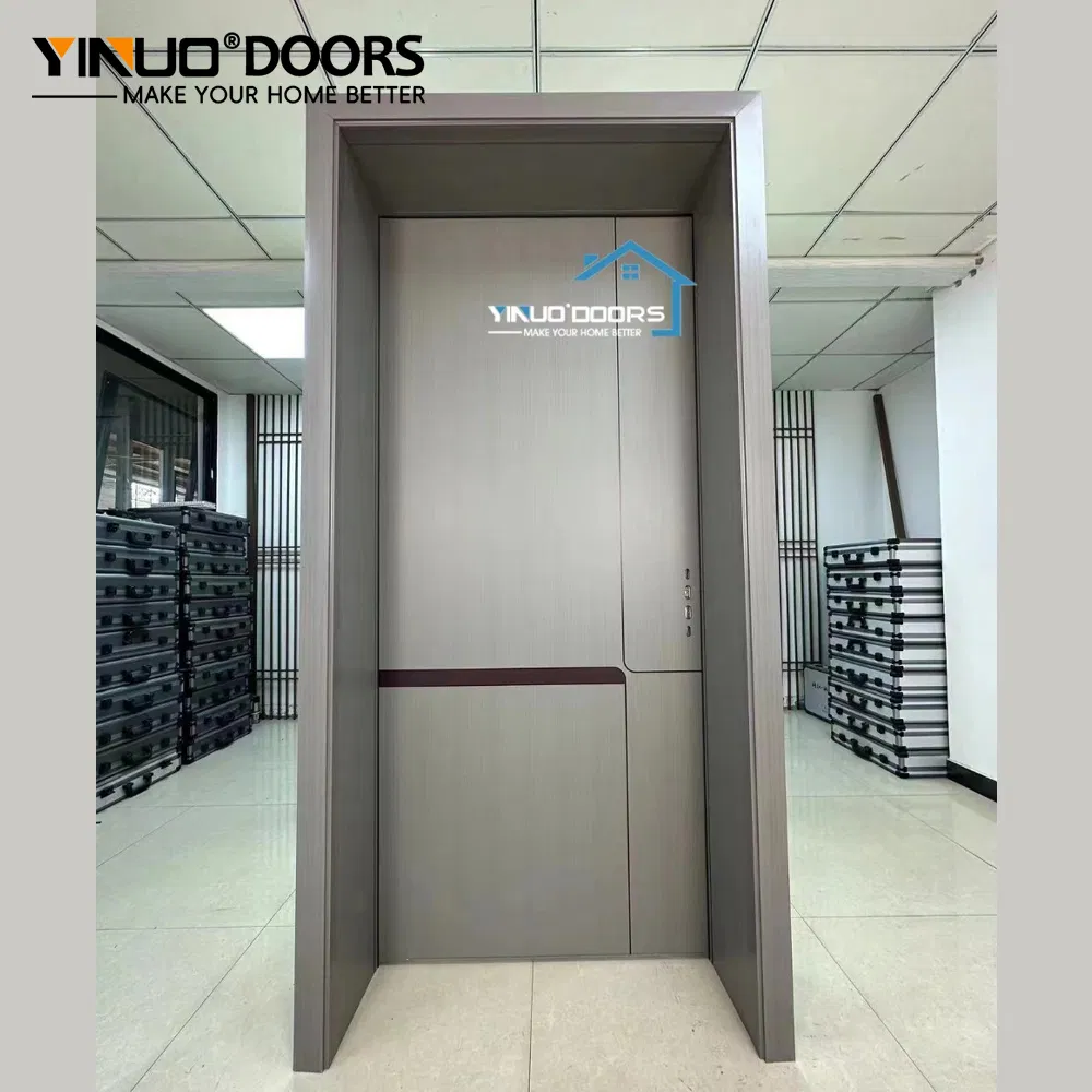Minimalist Design Aluminum Alloy Wood Door Interior Wooden Door with Melamine Surface Easy Clean