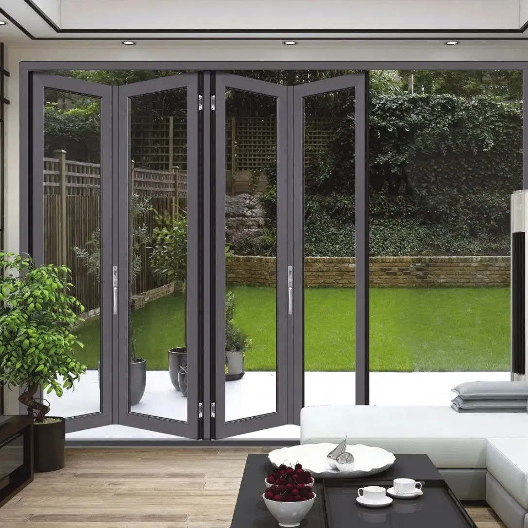 Gate Automatic Motorized Folding Entrance Security Patio Bifold Aluminum Glass Sliding Door