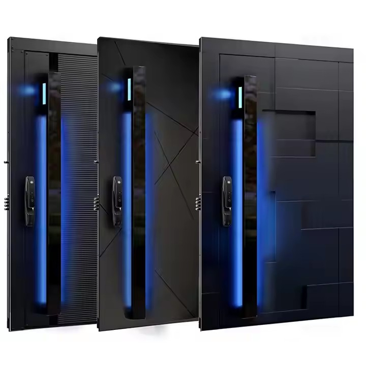 European Luxury Metal Lines Blue All Steel Thicken Soundproof Interior Metal Entry Door Turkish Door Studio Private Cinema Door