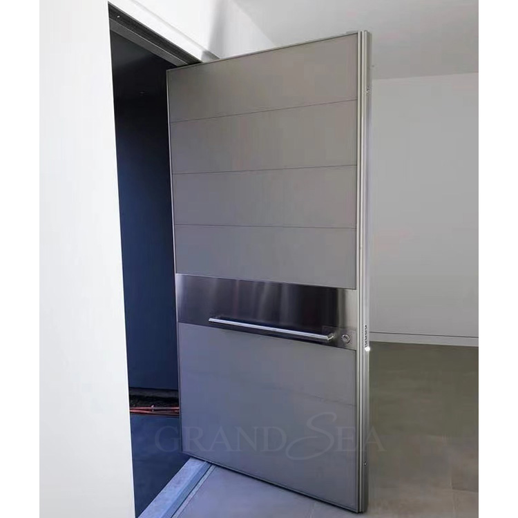 New Modern Wrought Steel Front Door Swing Single Aluminum Full View Glass Pivot Metal Iron Entry Doors for House Exterior