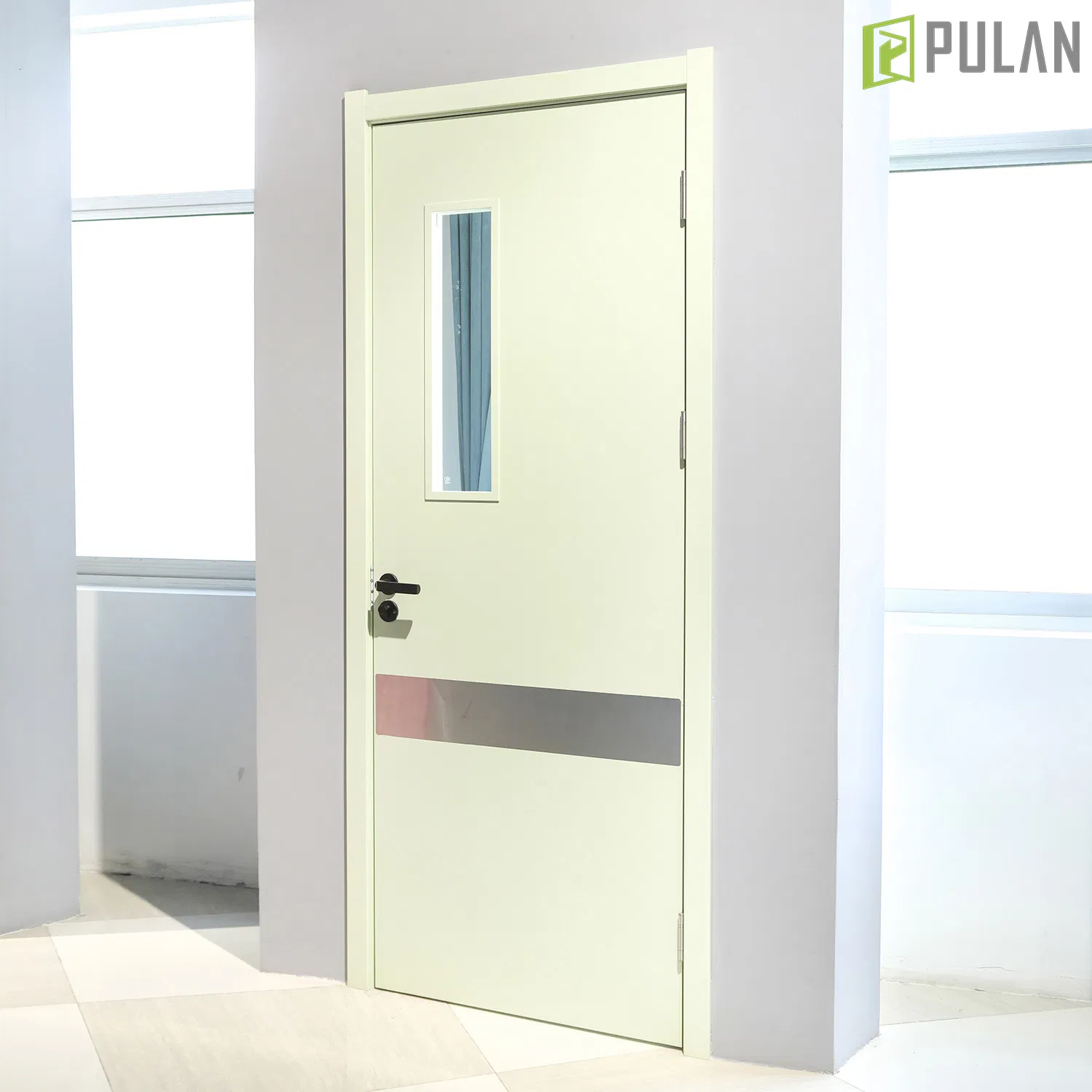 Modern Customized Soundproof PVC / Painted Finishing Extruded WPC Flush Door with Glass for Recoding Studios / Shop
