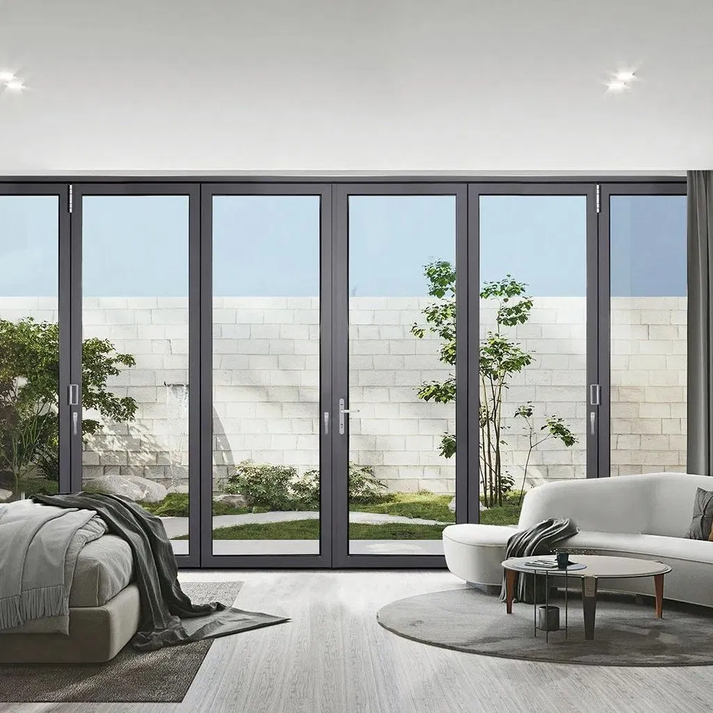 Gate Automatic Motorized Folding Entrance Security Patio Bifold Aluminum Glass Sliding Door