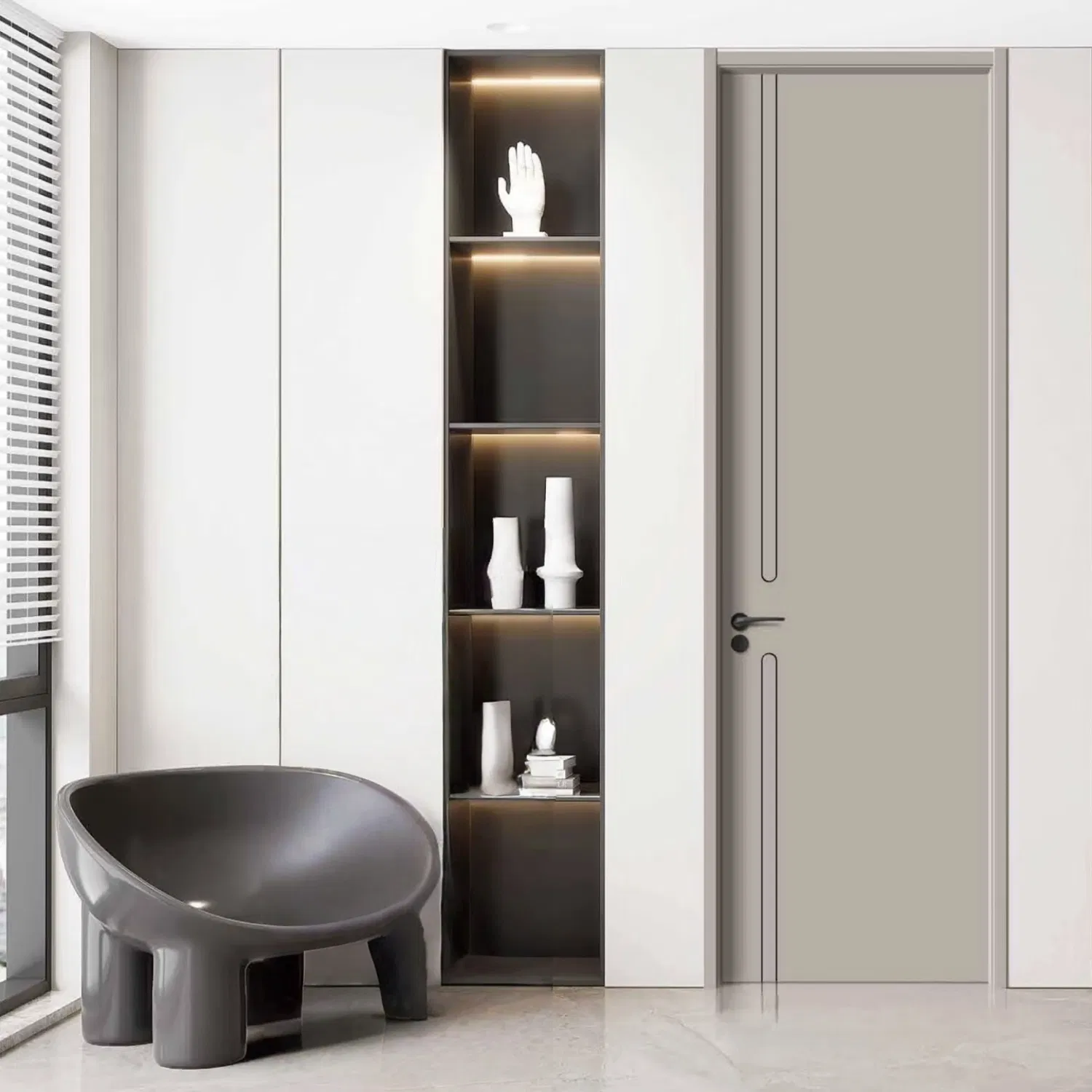 Factory Wholesale Price Internal Acoustic Wooden Door Laminated MDF/PVC Wood Entry Room Door for Apartment, Hotel, Hospital, School