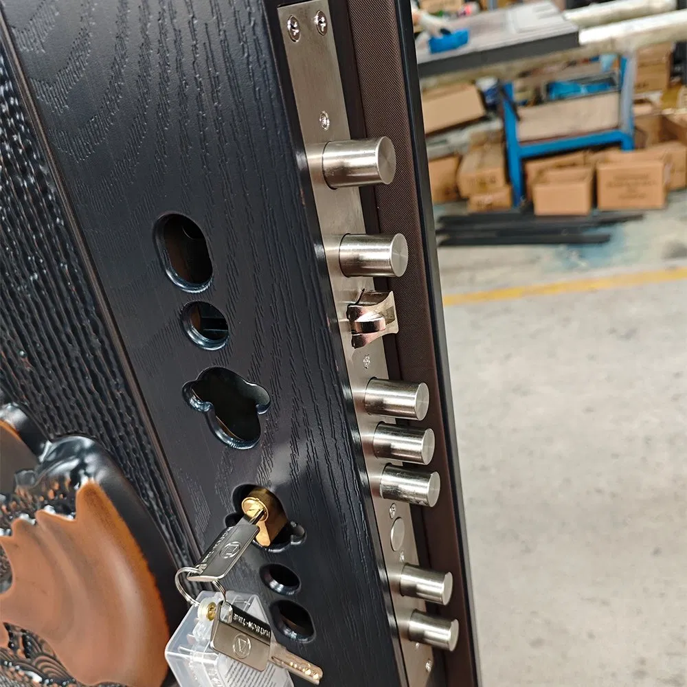 Luxury Entry Door Modern Wrought Iron Construction with Handcrafted Copper Patina