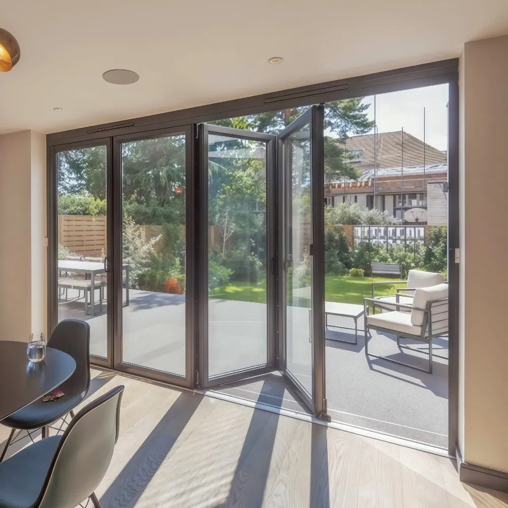 Modern Home Main Entrance Security Entry Front Doors Aluminum Patio Bi Folding Metallic Aluminum Glass Pivot Door