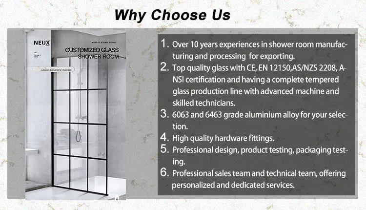 Modern Style Black Aluminum Frame Bathroom Glass Pivot Hinge Shower Doors