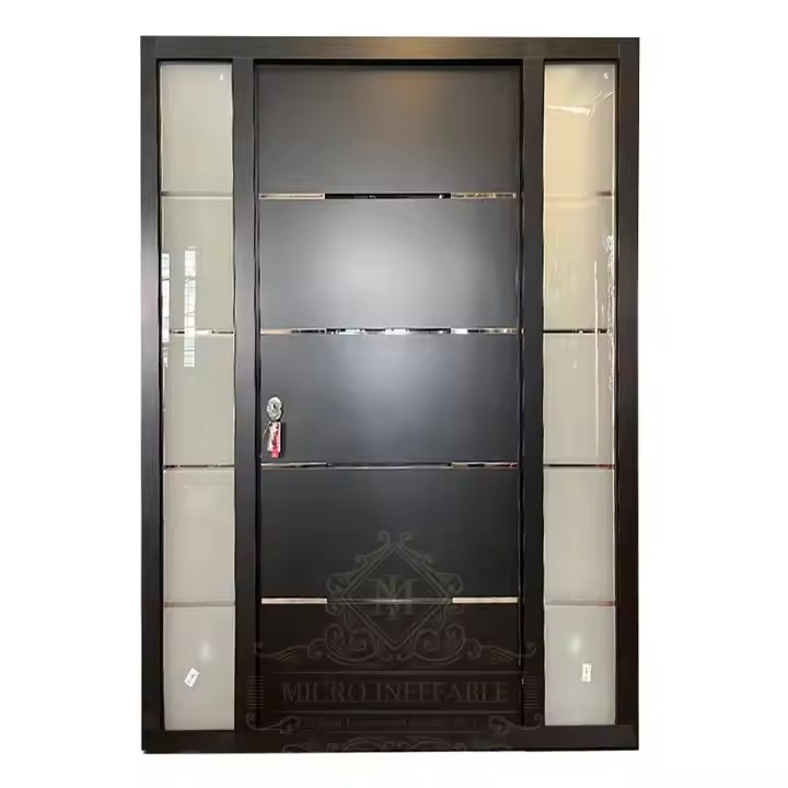 European Luxury Metal Lines Blue All Steel Thicken Soundproof Interior Metal Entry Door Turkish Door Studio Private Cinema Door