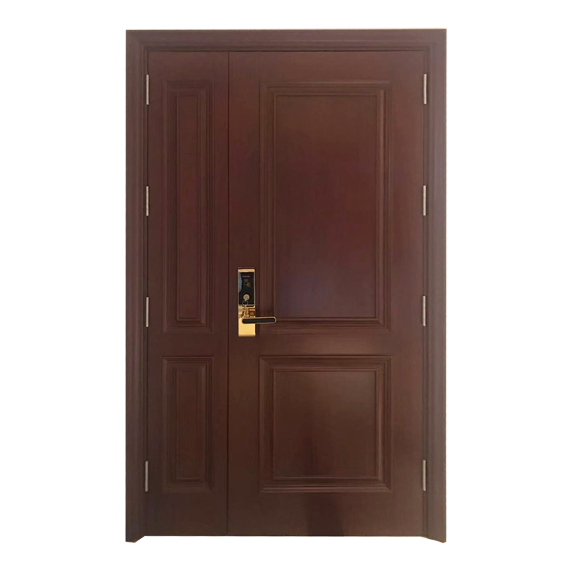 Commercial Double Leaf Hotel Hospital Solid Plastic Composite Nature Pine Wood Solid Core Fire MDF PVC Walnut Veneer Skin Laminated Timber Doors