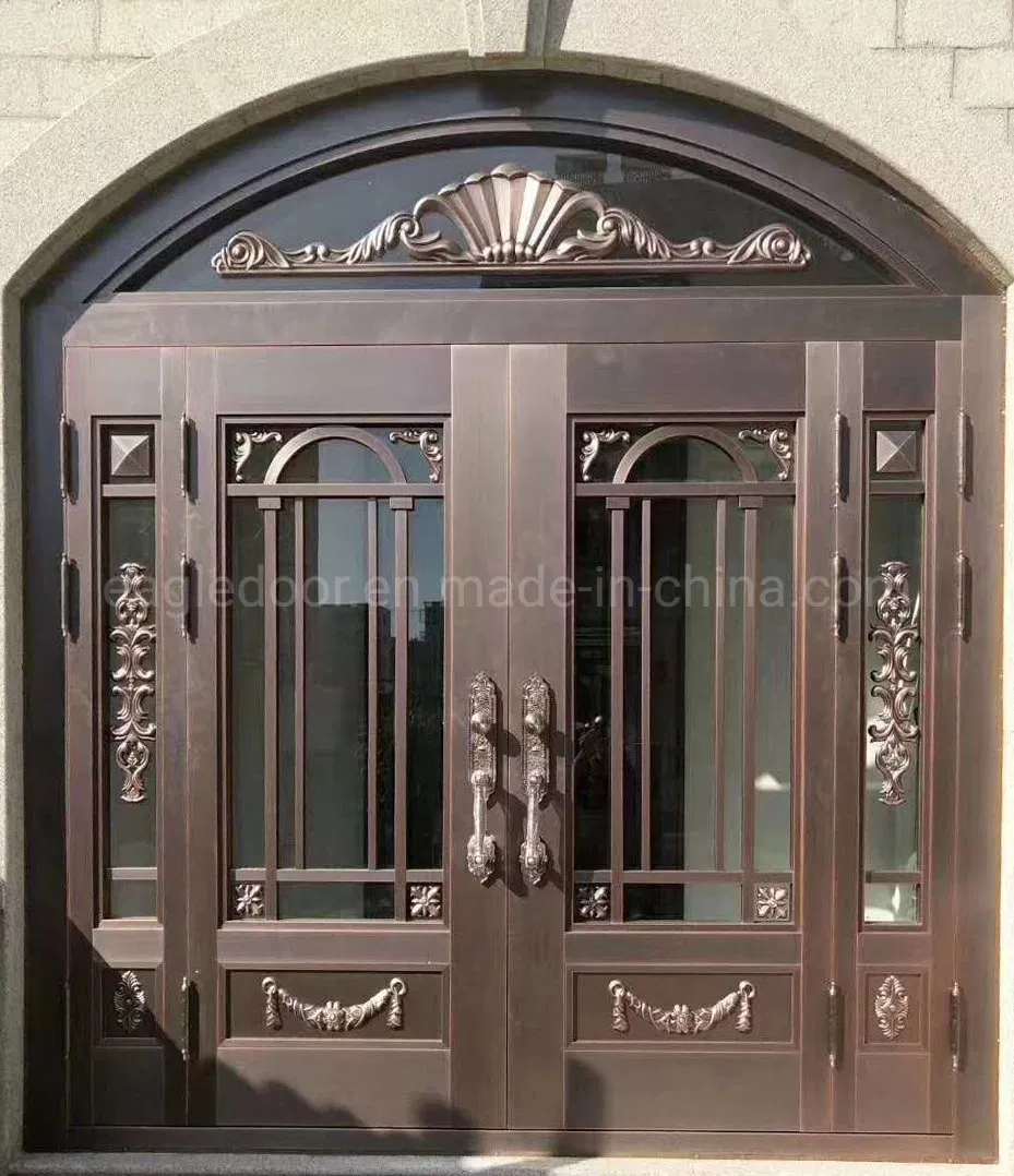 Asia Villa Glass Copper Bronze Entry Doors Dust-Proof Mosquito Nets Screen Doors