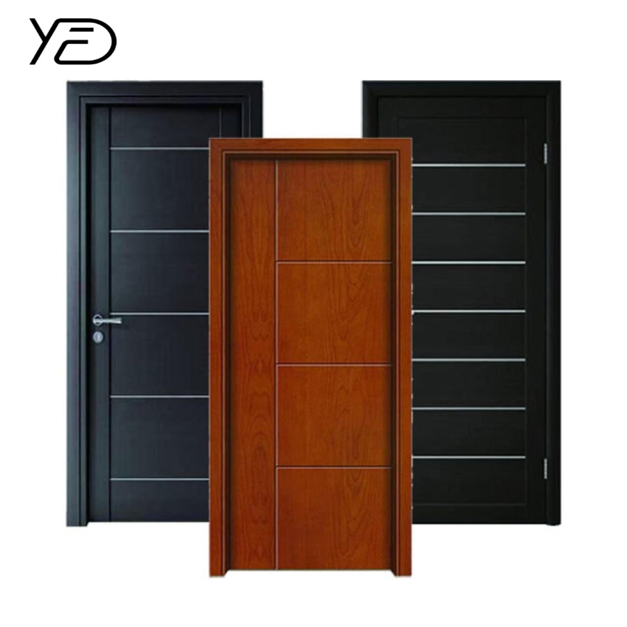Warm Oak Color PVC MDF Laminated Interior Non-Painted Flush Semi-Solid Wooden Door