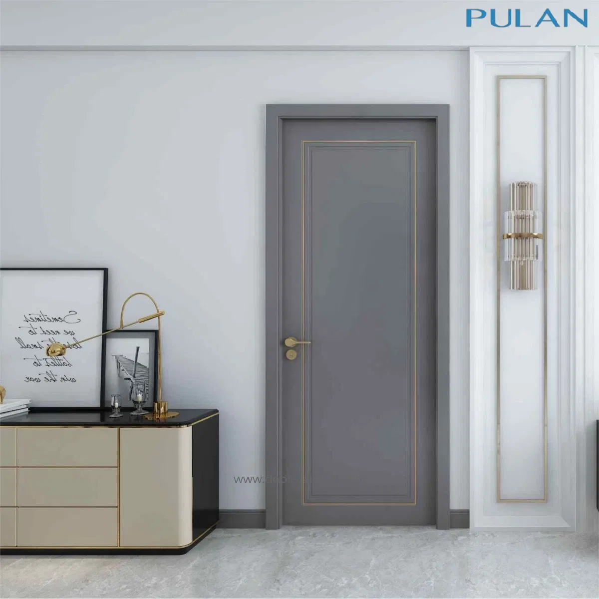 Interior Door PVC Laminated MDF Wooden Door for Apartment