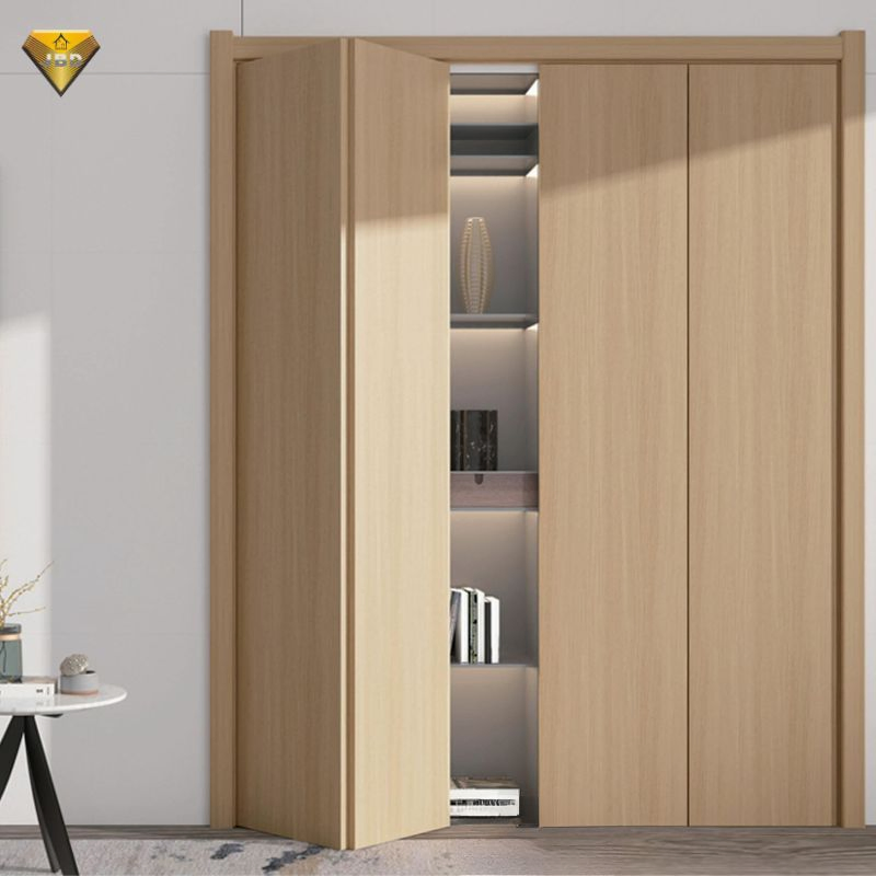 French Style Folding up Door Solid Wood/MDF/PVC Laminated Paint-Free Bi-Fold Glass Door with Decoration Grill