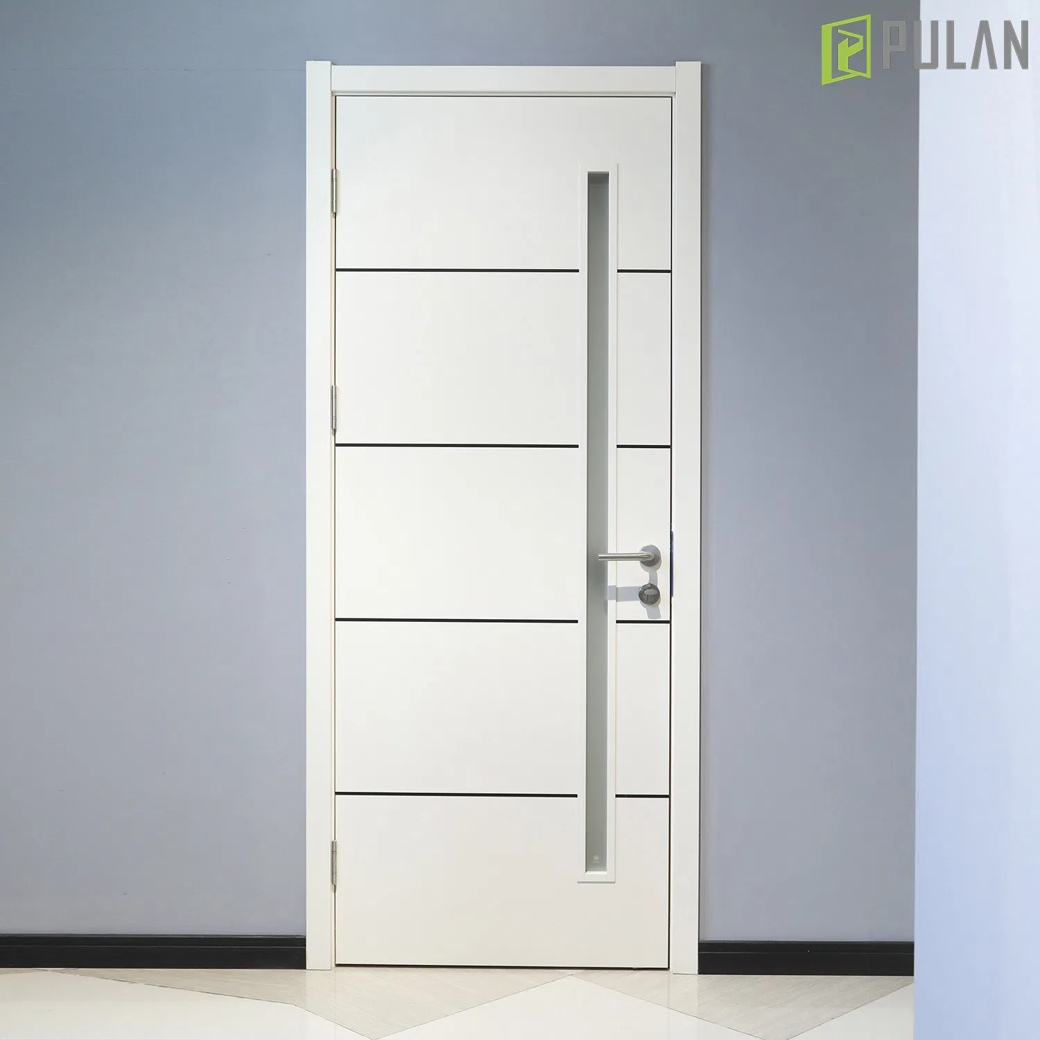 Modern Customized Soundproof PVC / Painted Finishing Extruded WPC Flush Door with Glass for Recoding Studios / Shop