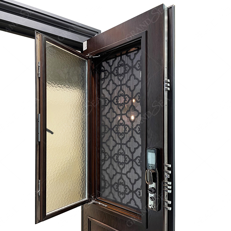 Luxury Double Door Explosion Proof Aluminum Cast Copper Color Main Entry Steel Doors Security