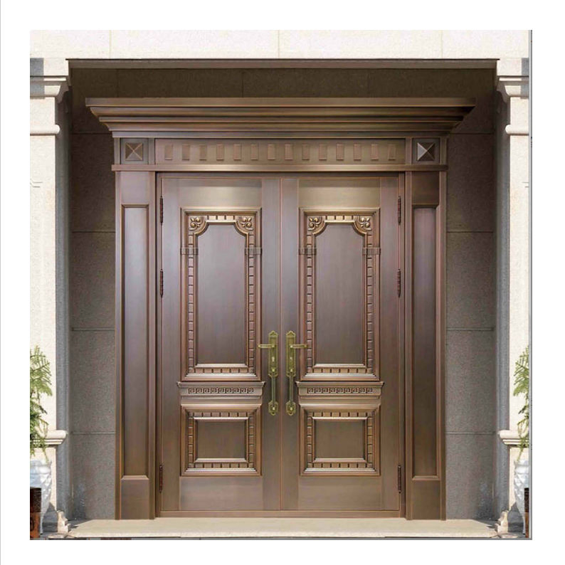 Hot Selling Wall Moted Stainless Steel Entry Doors Hinge Factory's Main Entrance Copper Front Door Anti-Theft Exterior Villas