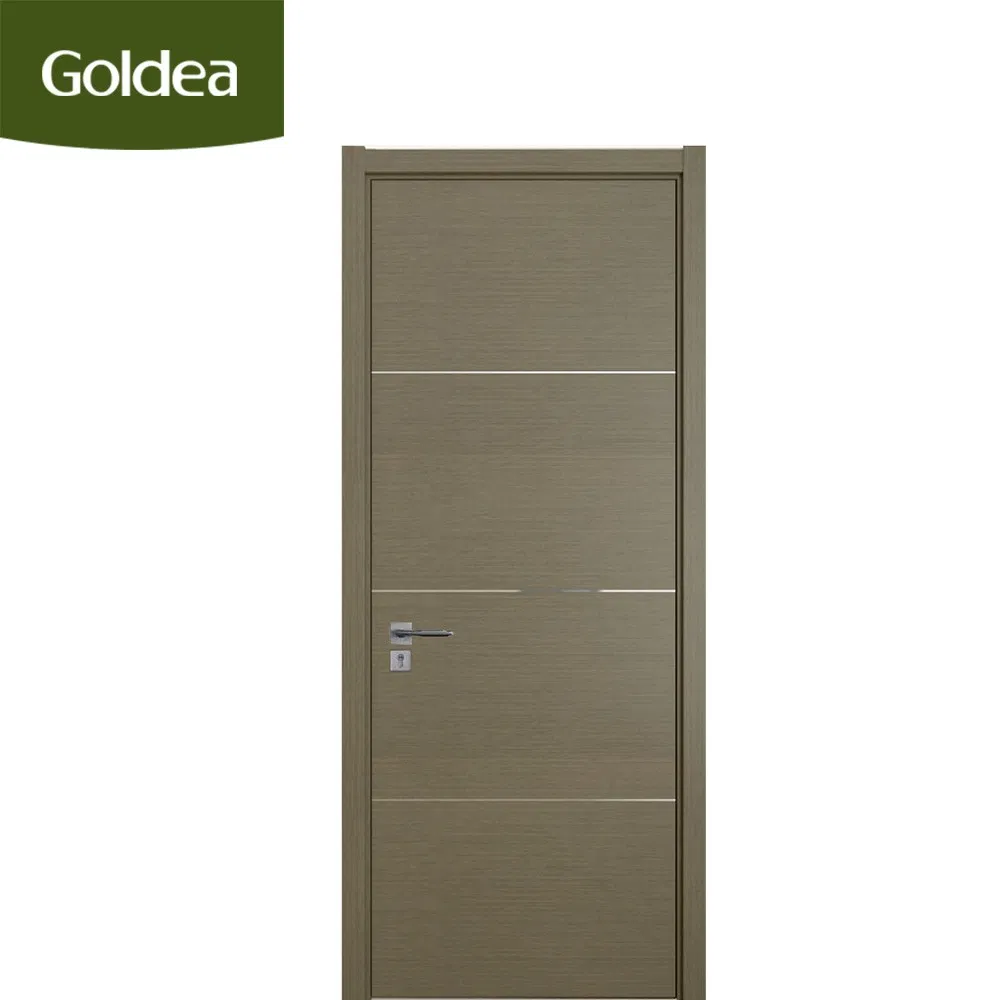 Solid Wood MDF PVC Laminated Water Proof Wooden Bathroom Sliding Flush WPC New Design Glass Interior Swing Plywood Door for Kitchen