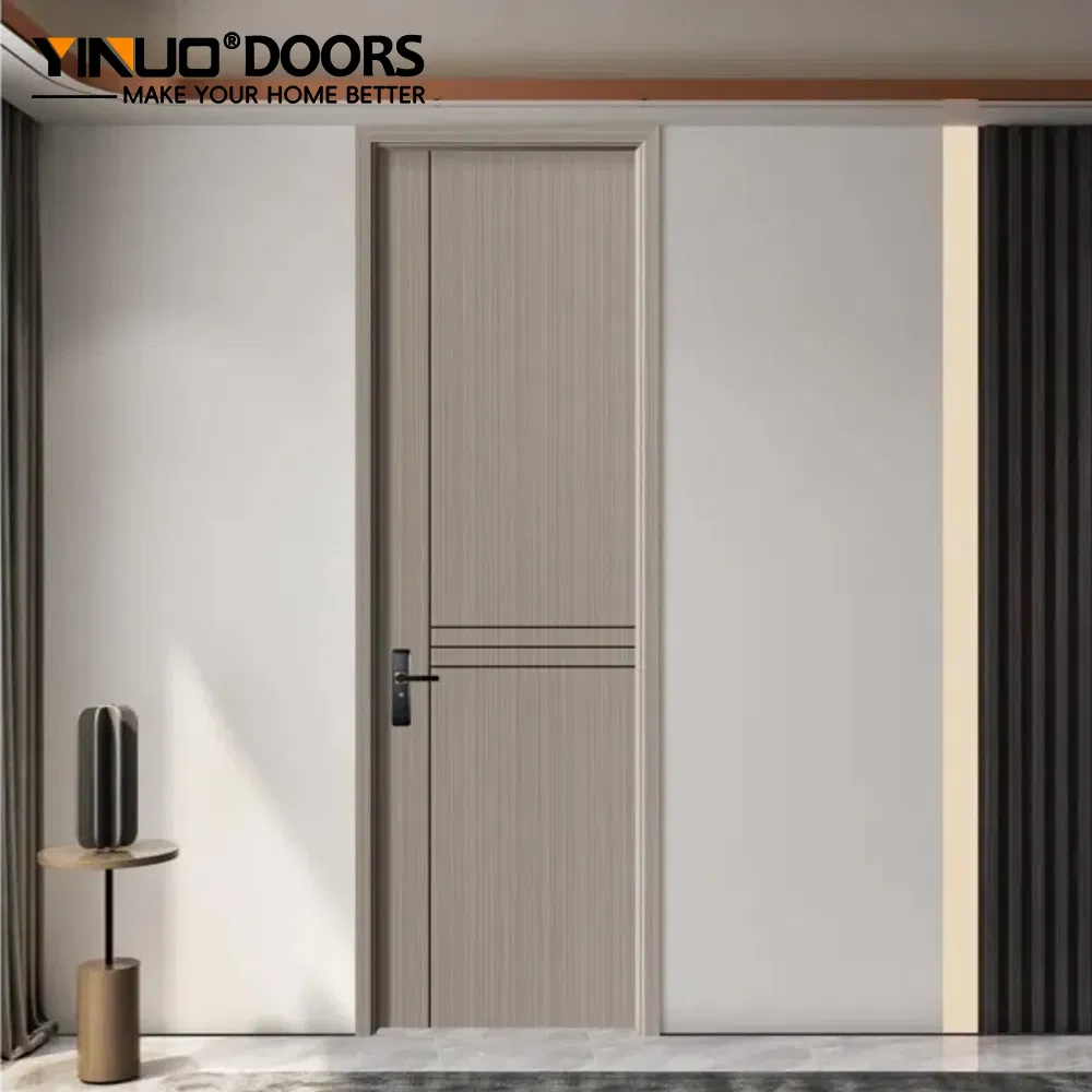 Minimalist Design Aluminum Alloy Wood Door Interior Wooden Door with Melamine Surface Easy Clean