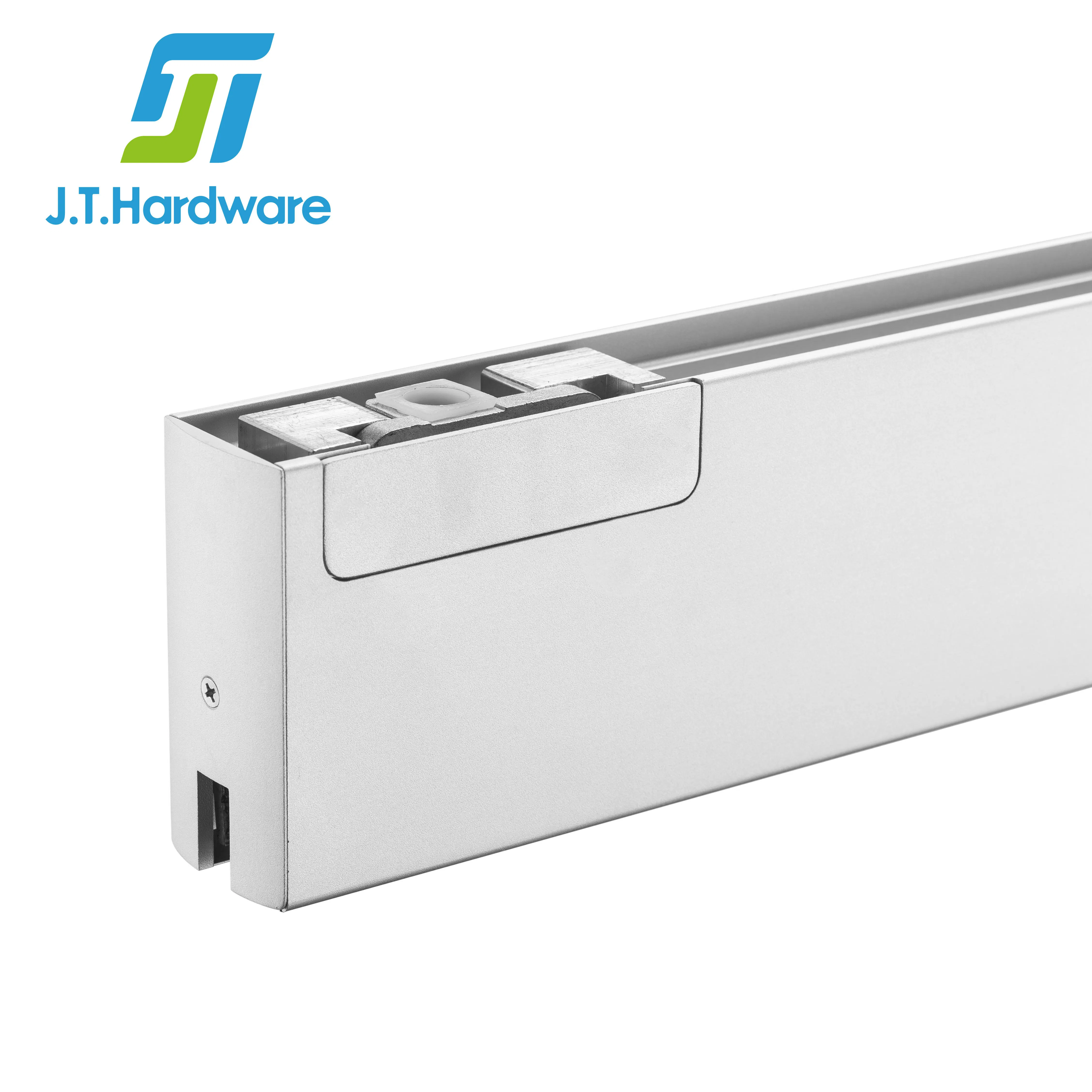 Frameless Building Hardware Heavy Duty Customized Aluminium Sidelite Panel Full Bottom Low Profile Patch Fittings Hydraulic Glass Door Rail 4" with Lock 35-3/4